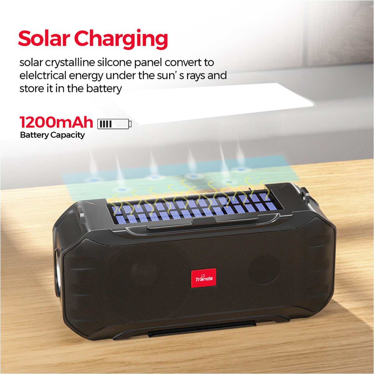 Trands Solar Charging Wireless Speaker with USB, FM, Flash Light, SP2020
