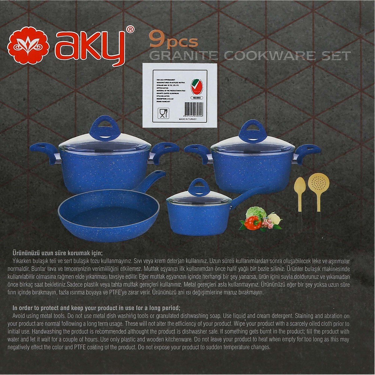 AKY Granite Cookware Set 9pcs Assorted Colors