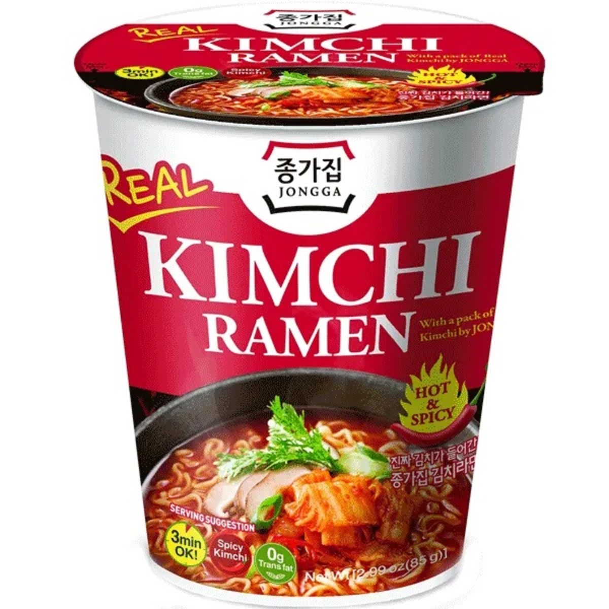 Jongga Hot & Spicy Kimchi Ramen Noodles 85 g