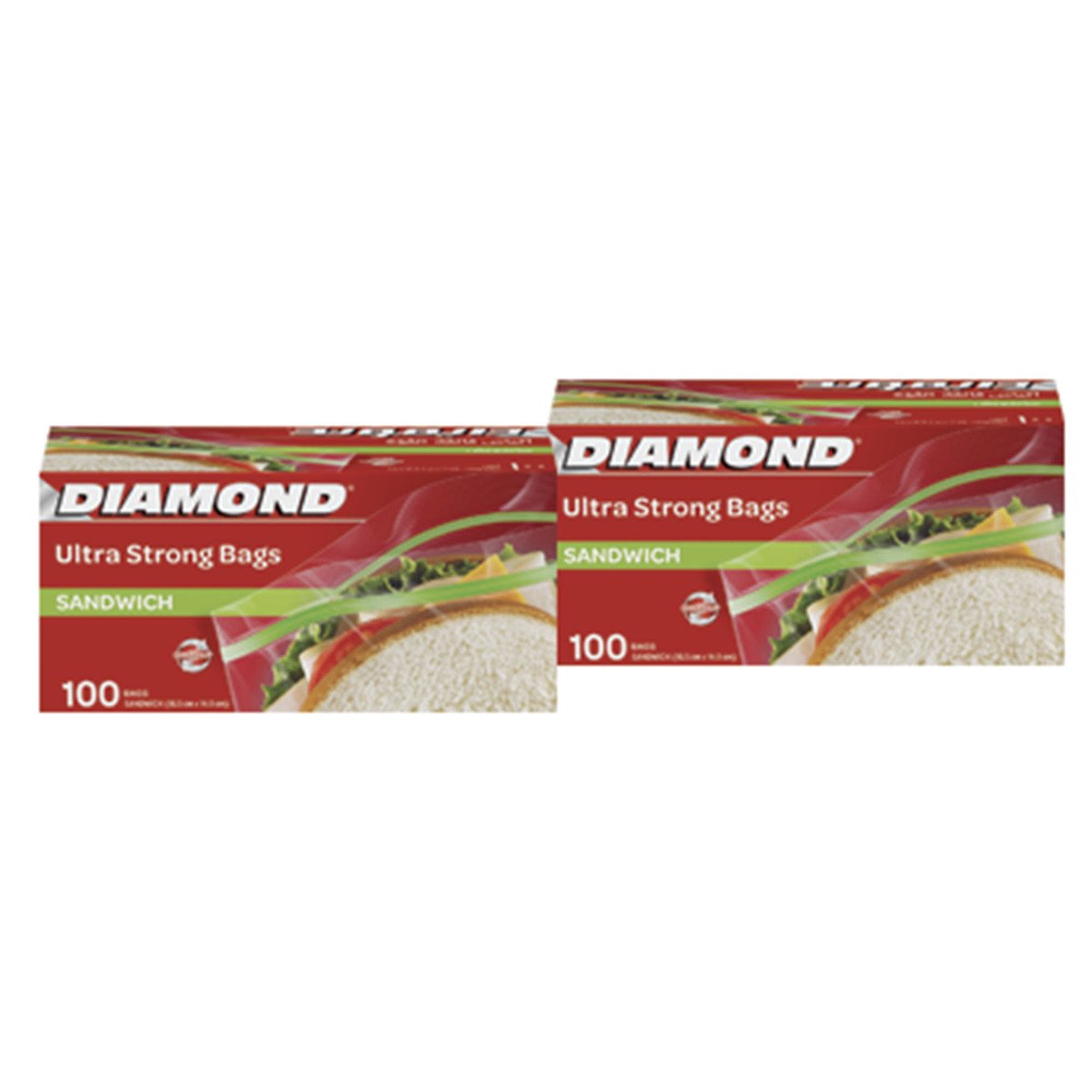 اشتري قم بشراء Diamond Sandwich Bags Ultra Strong 2 x 100pcs Online at Best Price من الموقع - من لولو هايبر ماركت Food Bags في الامارات