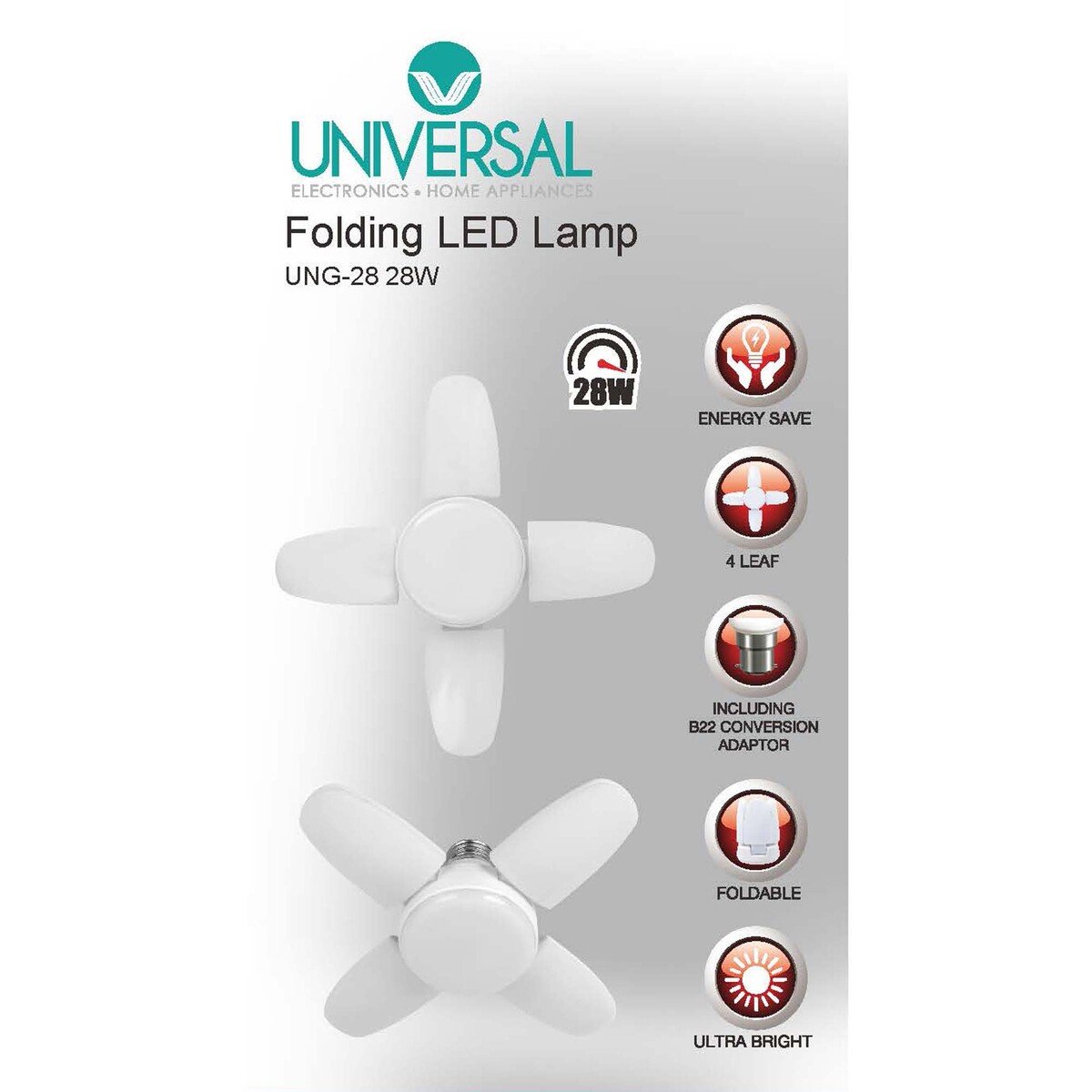 Universal Folding Led Lamp /Bulb UNG-28 28Watt