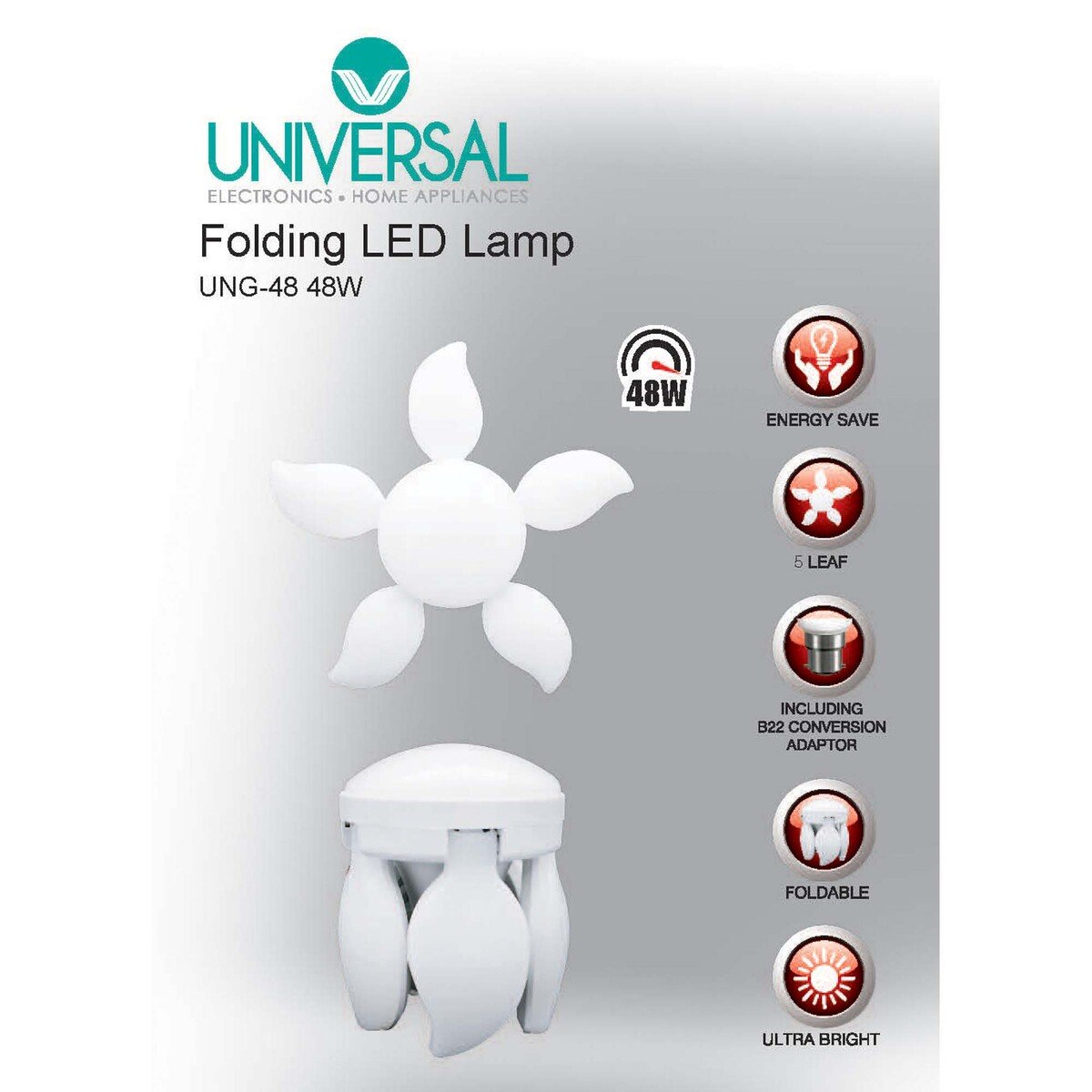 Universal Folding Led Lamp/Bulb 48Watt UNG-48