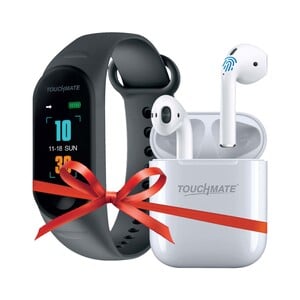 Touchmate Waterproof Fitness Band with Wireless Bluetooth TWS Earbuds