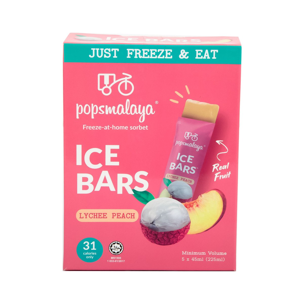 Pops Malaya Lychee Peach Ice Bars 5 x 45 ml