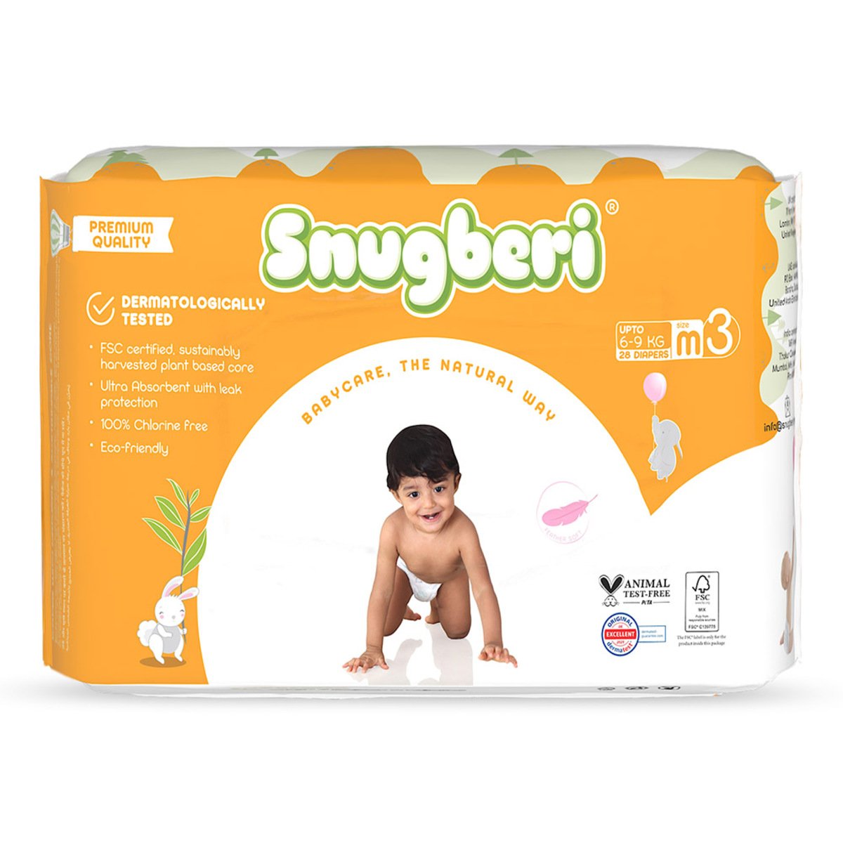 Snugberi Baby Diaper Size 3, Medium 6-9kg 28pcs
