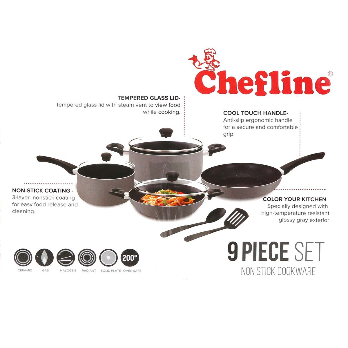 Chefline Non Stick Cookware Set 9pcs India