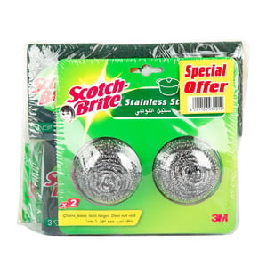 Scotch Brite Stainless Spiral 2pcs + Nail Saver 3pcs + Scourer Pads 3pcs +Sponge Cloth 5pcs