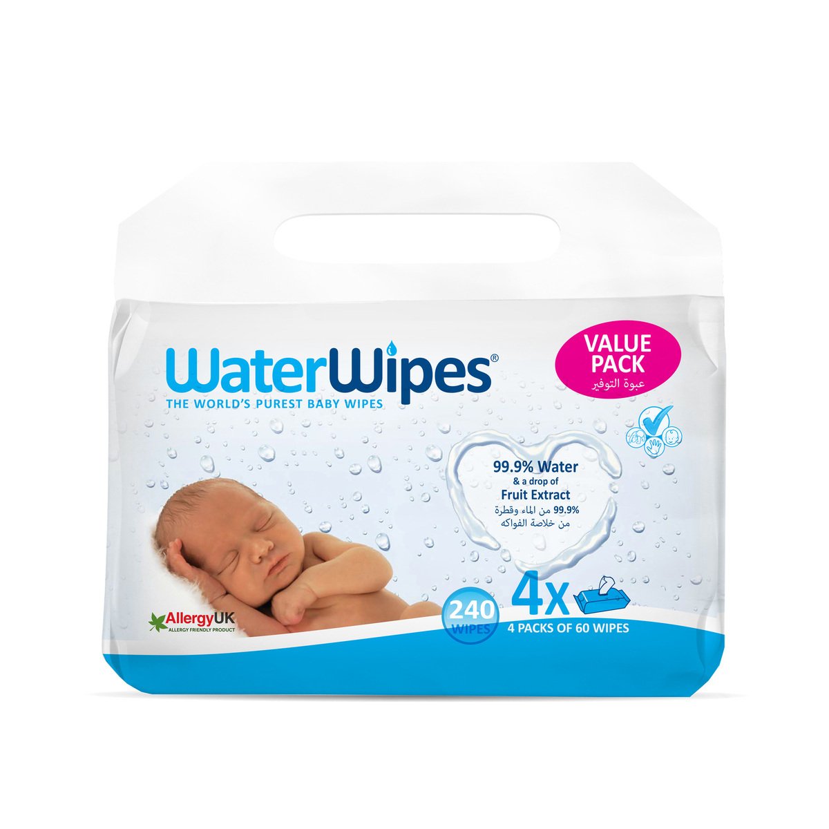 Water Wipes Fruit Extract Baby Wipes 4 x 60pcs