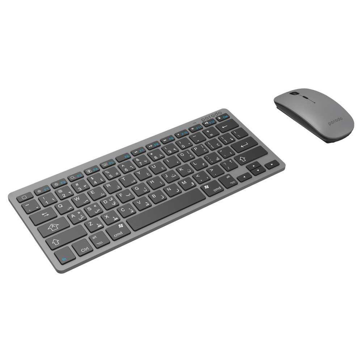 Porodo Super Slim and Portable Bluetooth Keyboard with Mouse ( English / Arabic ) Gray