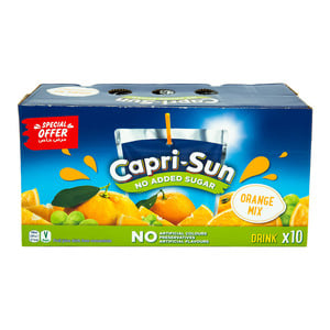اشتري قم بشراء Capri Sun Orange Mix Juice 200 ml 8+2 Online at Best Price من الموقع - من لولو هايبر ماركت Fruit Drink Tetra في الامارات