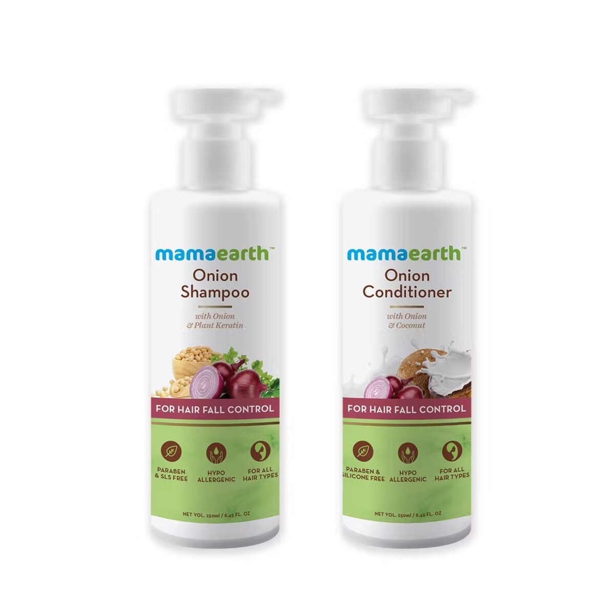Mamaearth Shampoo Onion & Keratin 250 ml + Conditioner 250 ml