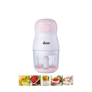 Ikon Rechargeble Glass Chopper With Stainless Steel Blades, 300 ml, IK-CRC74