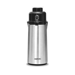Milton Stainless Steel Vacuum Insulated Pumb Flask 2.4Ltr With Glass Refill Majesty DLX 2500