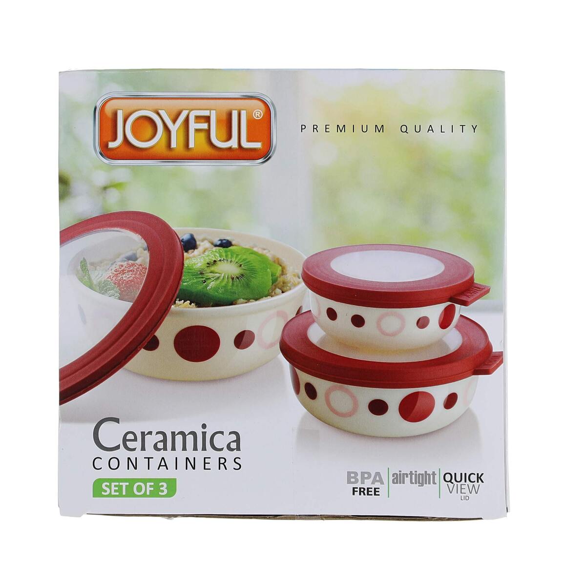 Joyful Plastic Container Ceramica 3pcs Set, Assorted Colors