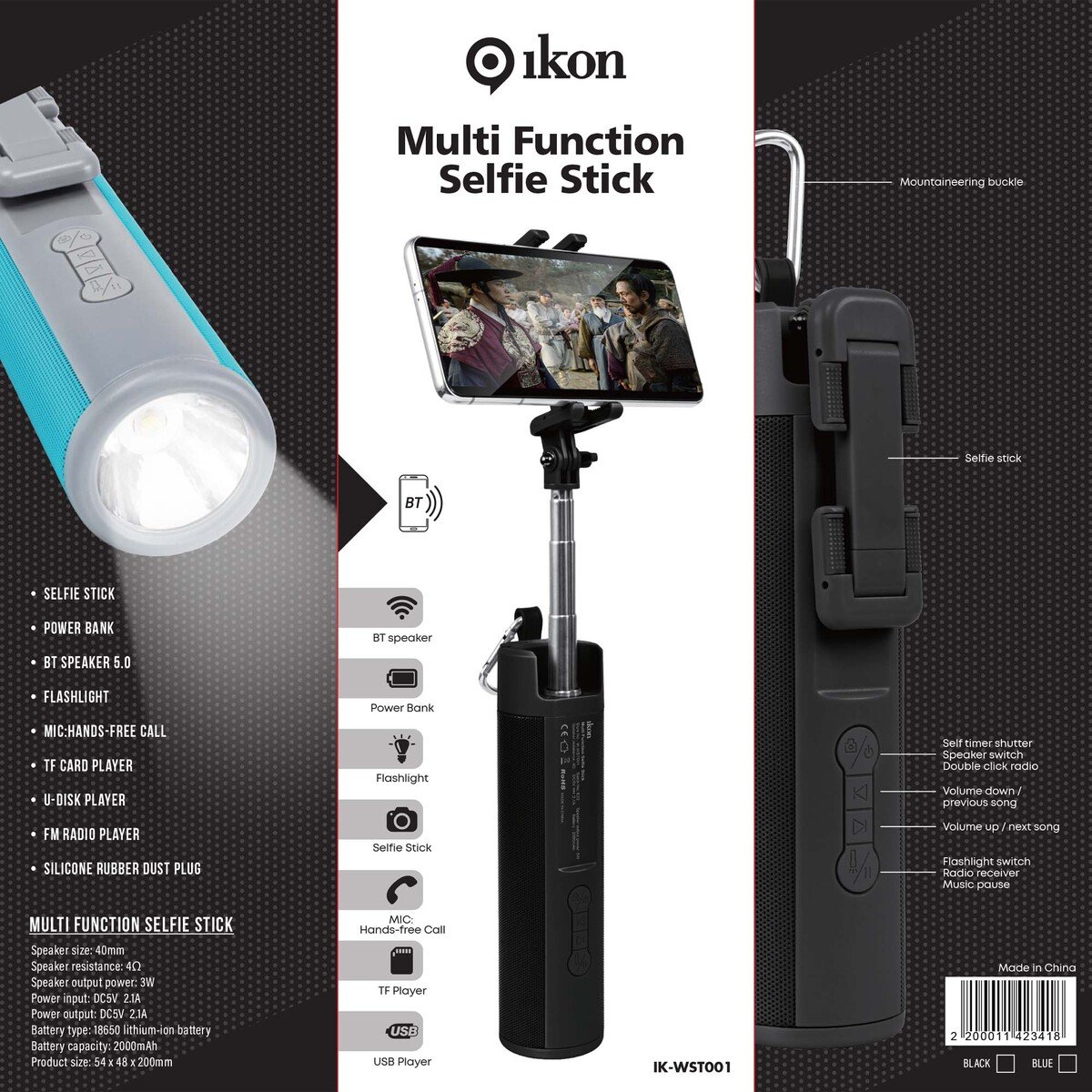 Ikon Multi Functional Selfie Stick- IK-WST001