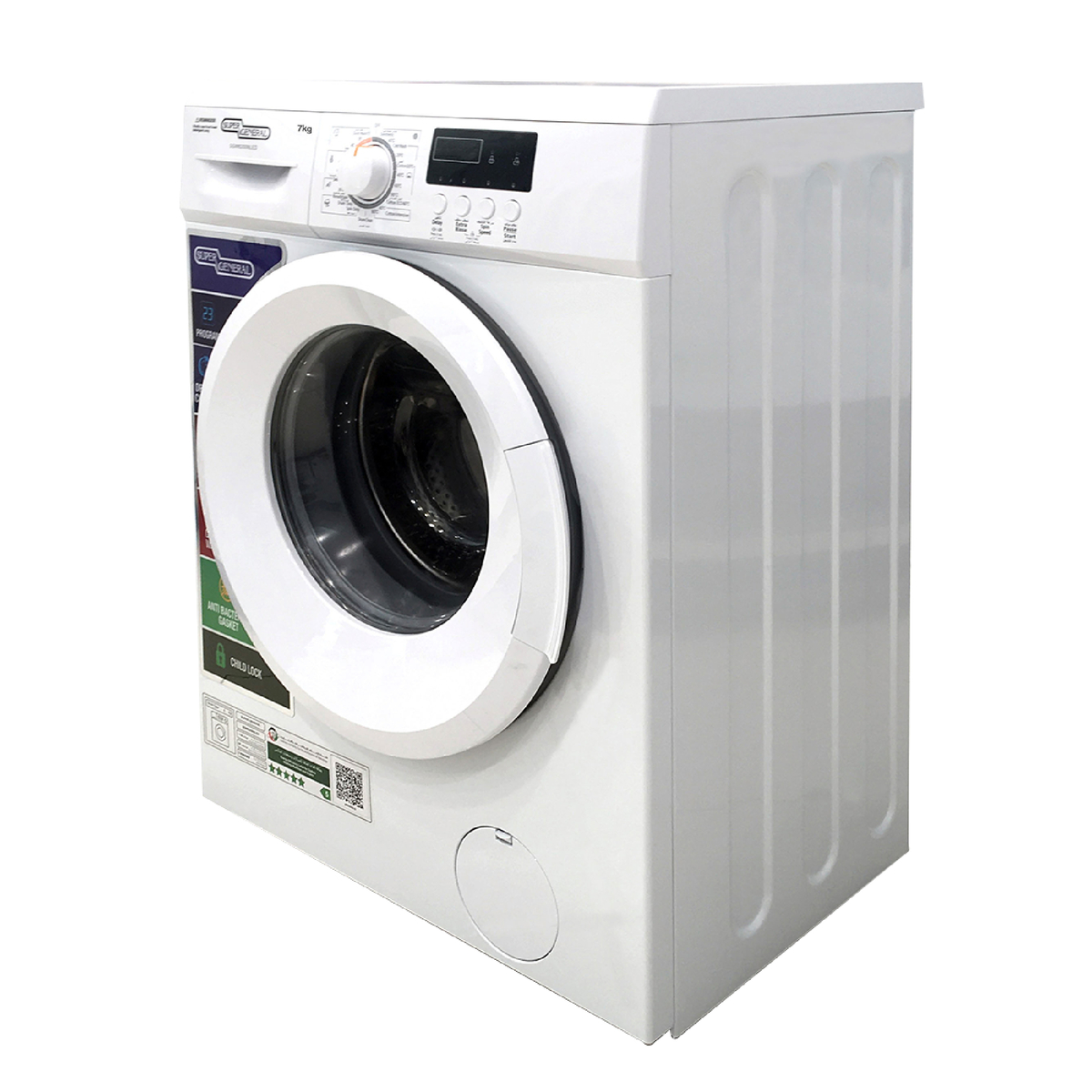 Super General 7 kg Front Load Washing Machine, 1400 RPM, White, SGW7200NLED