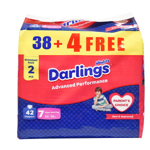 Darlings Advanced Performance Baby Diapers Size 7 Super Maxi Plus 24-36kg 42 pcs