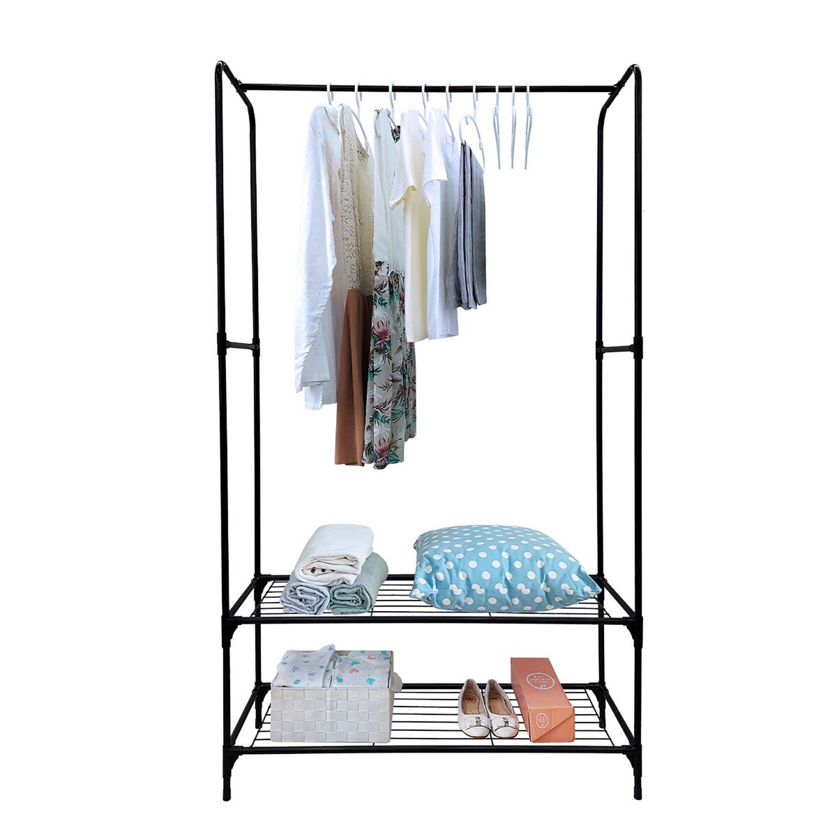 Maple Leaf Metal Clothes Hanger With 2Shelf Tiers, W34xL98xH170cm STS05