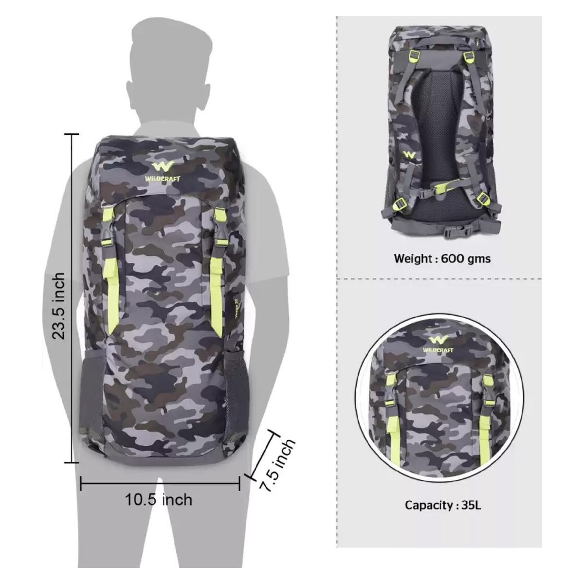 Wildcraft Camping Back Pack Verge 35Ltr Camo