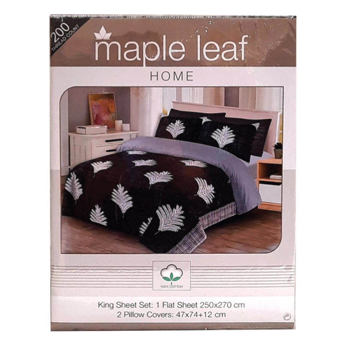 Maple Leaf Bed Sheet 250x270cm Assorted