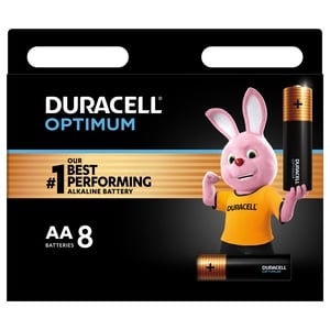 Duracell Optimum Type AA Alkaline Batteries, pack of 8