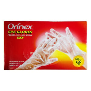 Orinex Powder Free CPE Gloves Medium 100pcs
