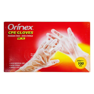 Orinex Powder Free CPE Gloves Extra Large 100pcs