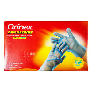Orinex Powder Free CPE Blue  Gloves Medium 100pcs