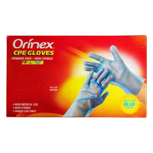 Orinex Powder Free CPE Blue  Gloves Large 100pcs