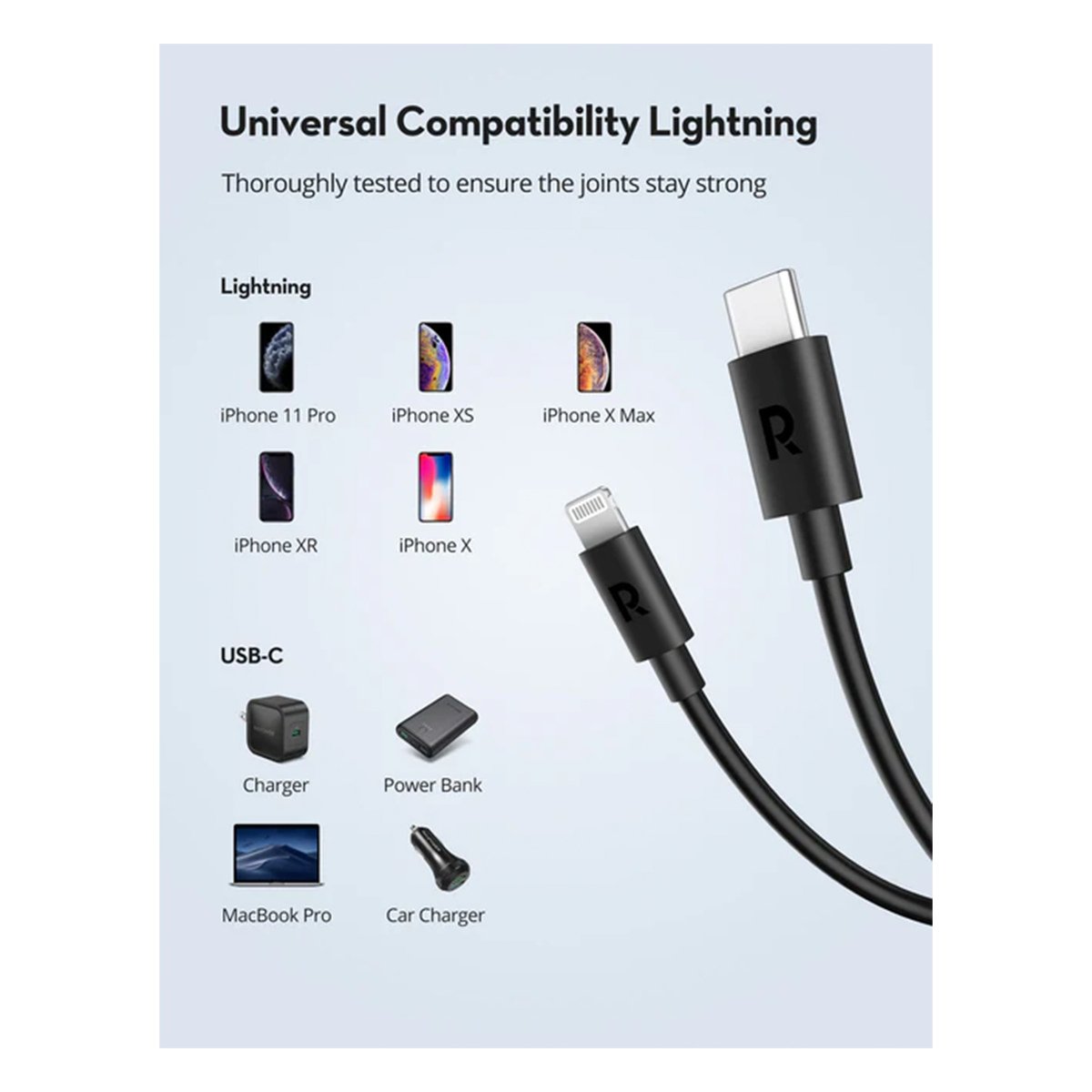 Ravpower USB C to Lightning Cable RP-CB1016 1M