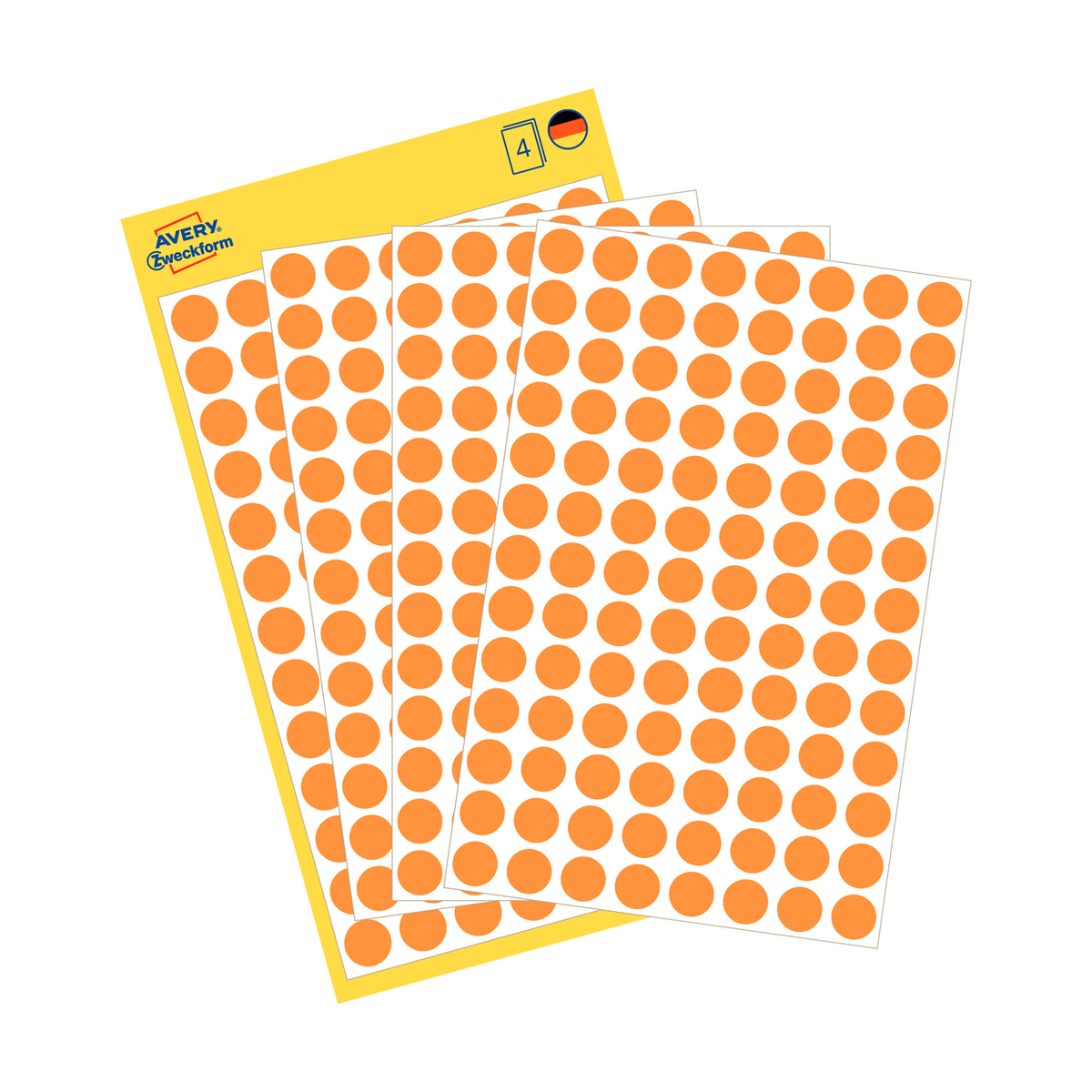 Avery Dot Stickers, 8mm, 416 Pcs, Orange, 3178