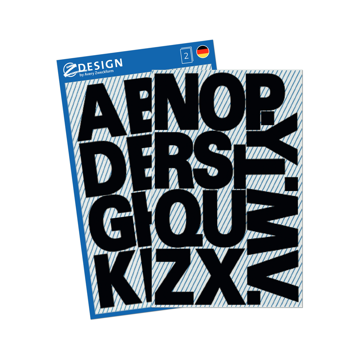 أفيري ملصقات التزيين علي شكل الحروف ألابجدية من A-Z ، عدد 30 ملصق / صفحتين ، كبير ، أسود ، 3784