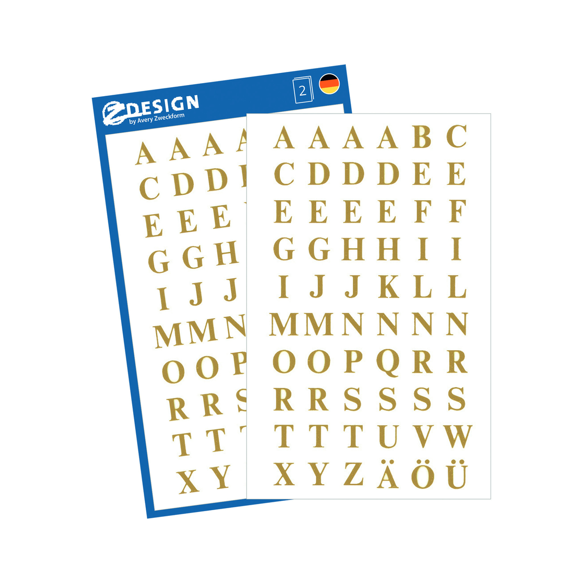 Avery Film A-Z Alphabet Stickers, 120 Labels/2 Page, Golden, 3727