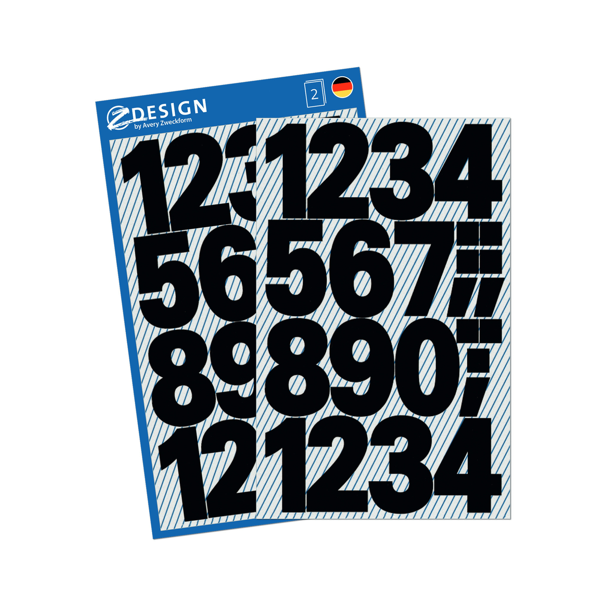 أفيري ملصقات التزيين علي شكل ارقام من 0-9 ، عدد 48 ملصق / صفحتين ، أسود ، 3785