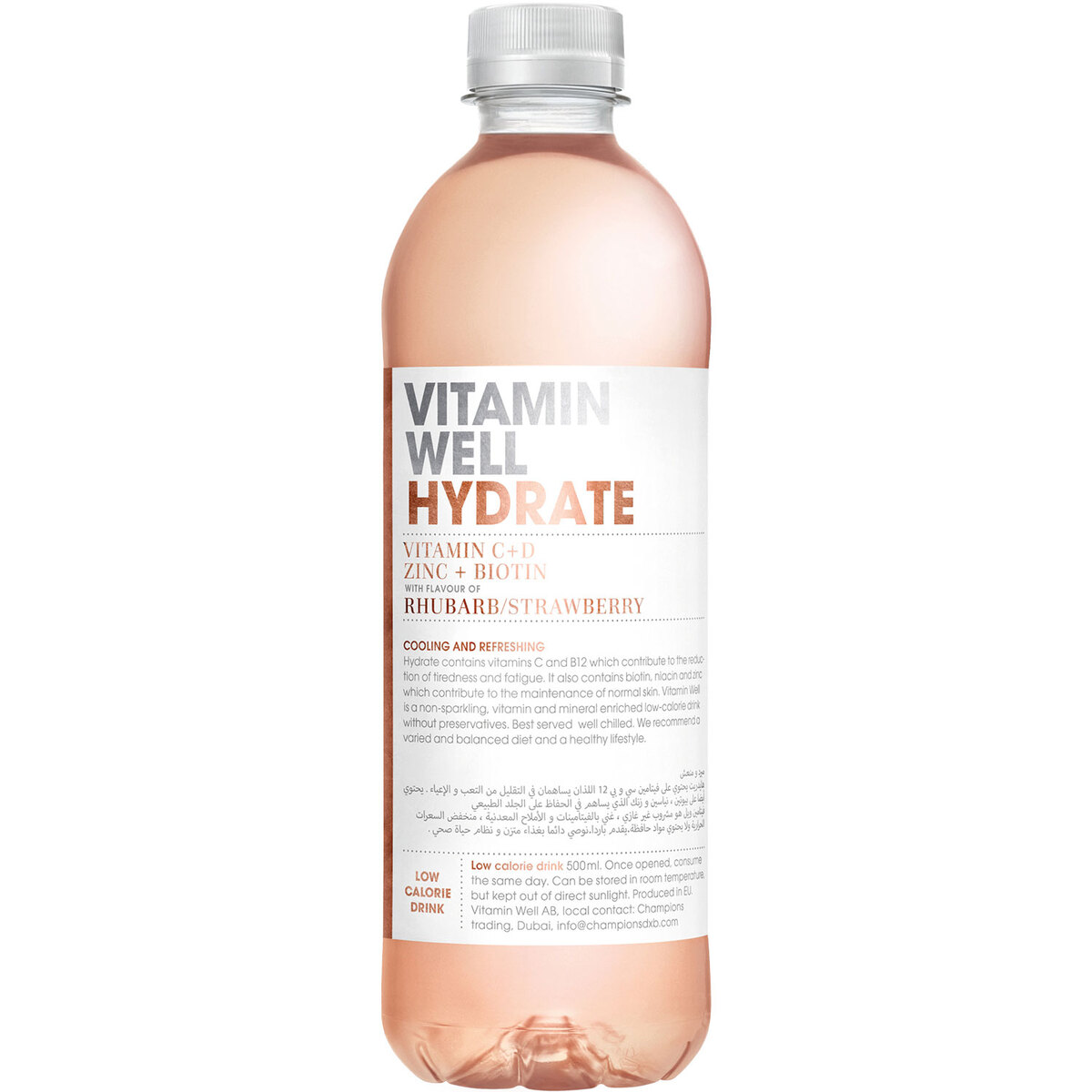 Vitamin Well Hydrate Rhubarb/Strawberry Drink 500 ml