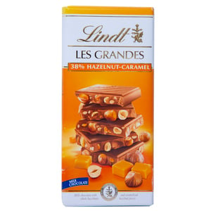 Lindt Les Grandes 38% Hazelnut-Caramel Milk Chocolate 150g