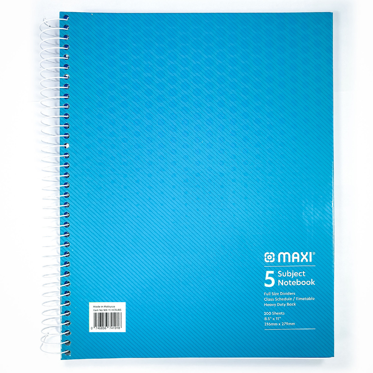 ماكسي مفكرة ورقية بسلك بغطاء صلب 5 موضوعات ، 11 بوصة ×8.5 بوصة ، 200 ورقة ، ألوان متنوعة ، MX-11-HCSUB5