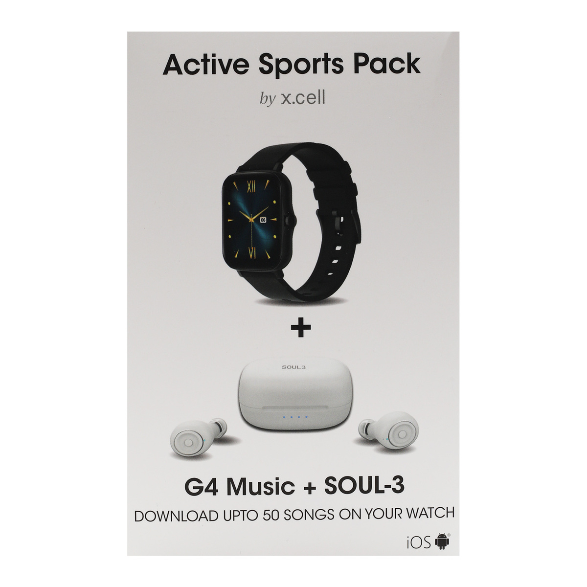 X Cell Calling Watch G4 Black + Earbuds Soul 3