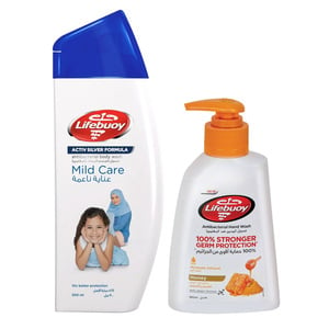 اشتري قم بشراء Lifebuoy Antibacterial Mild Care Bodywash 300 ml + Handwash 180 ml Online at Best Price من الموقع - من لولو هايبر ماركت Shower Gel&Body Wash في الامارات