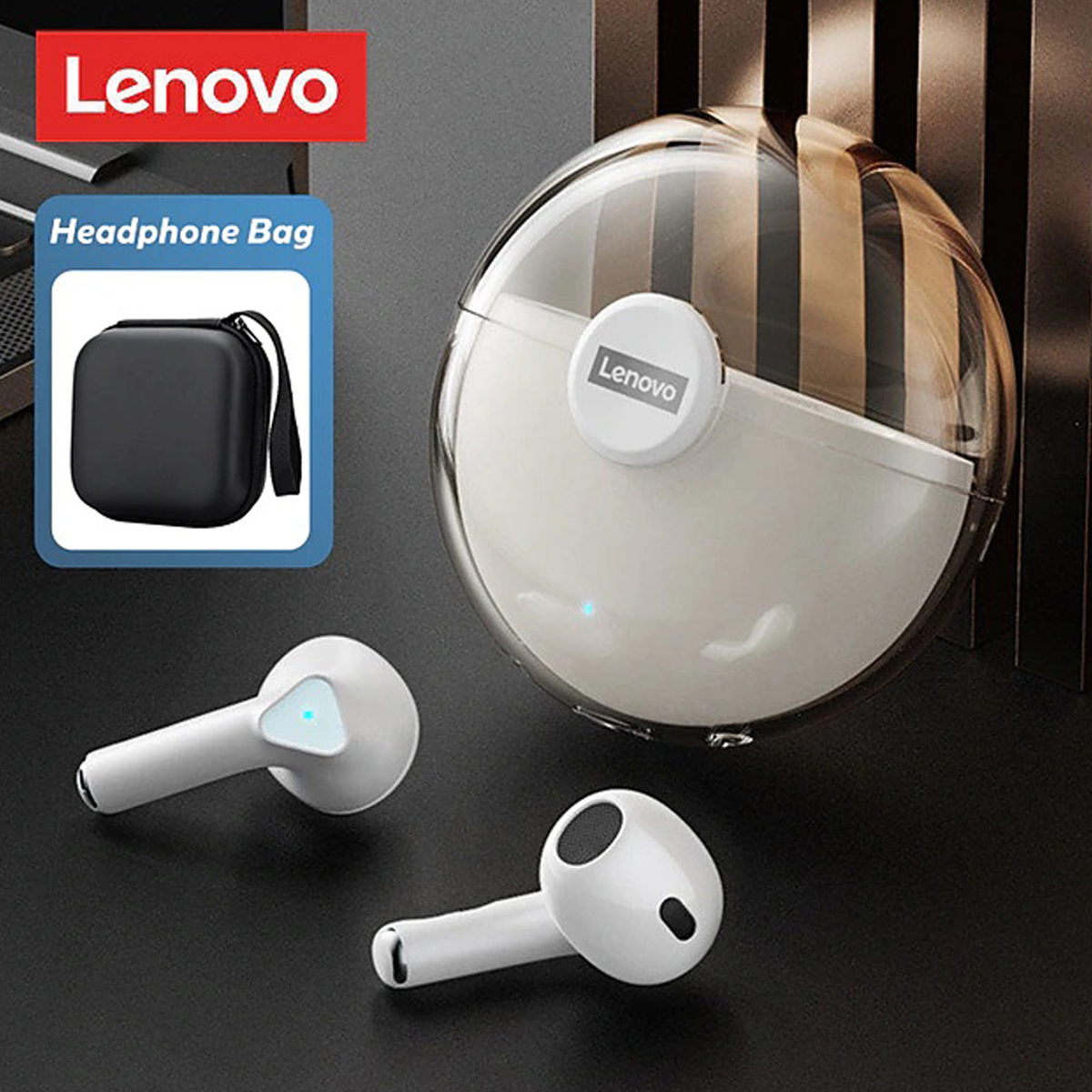 Lenovo LP80 True Wireless Headphones TWS Earbuds Bluetooth5.0 Ergonomic Design White