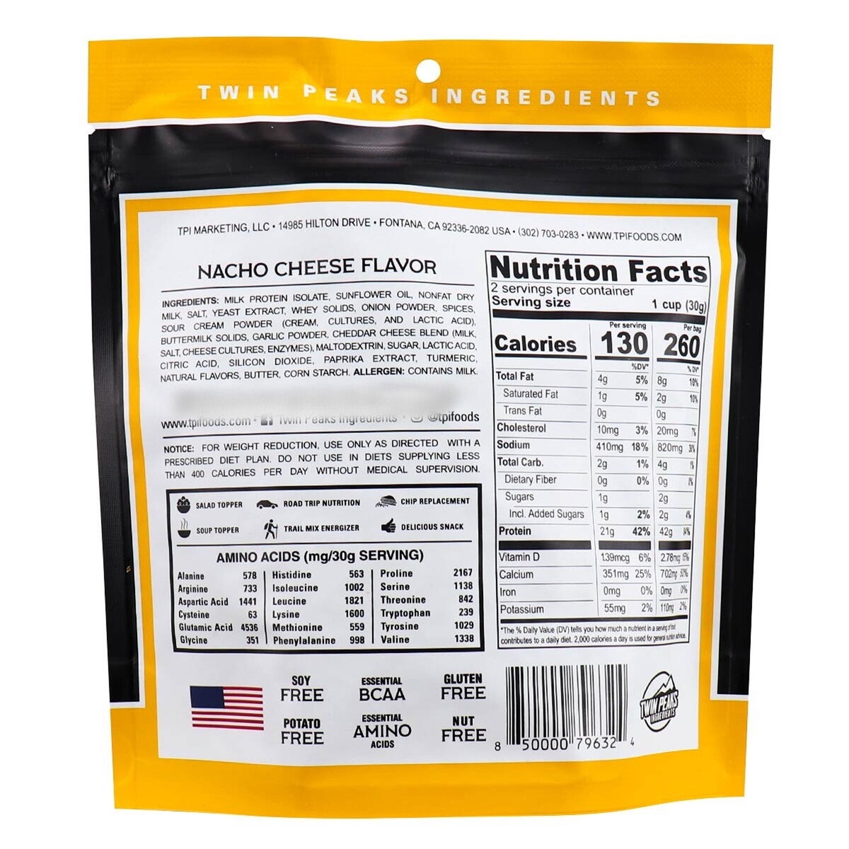 Twin Peaks Ingredients Nacho Cheese Protein Puffs 60g