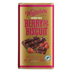 Whittaker's 33% Cocoa Creamy Milk Berry And Biscuits 250g
