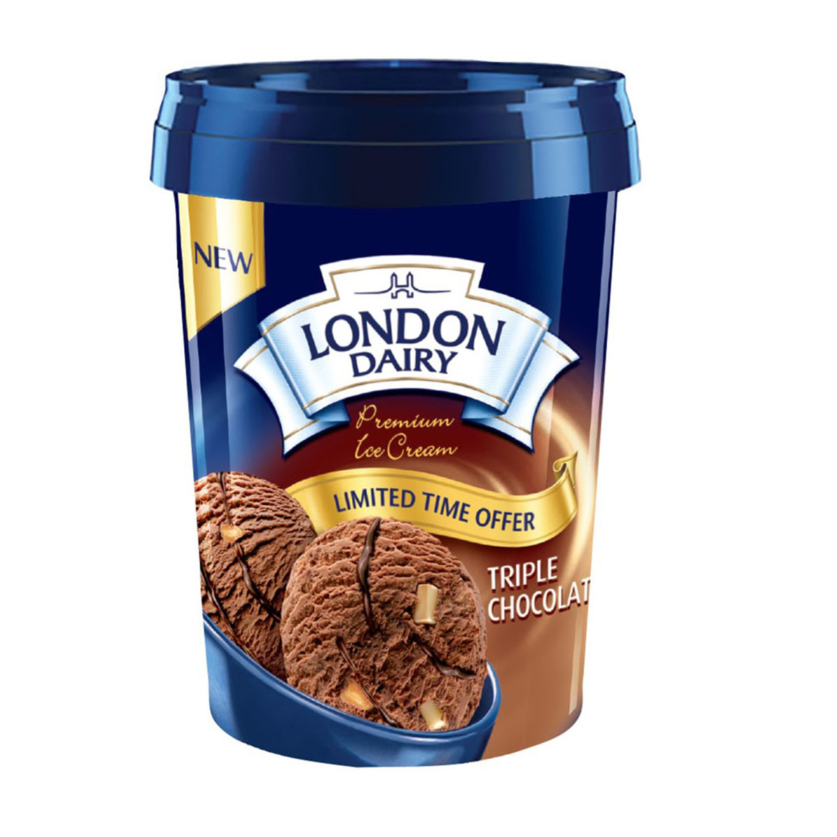 London Dairy Premium Triple Chocolate Ice Cream Tub 500 ml