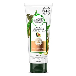 Herbal Essences Sulfate-Free Aloe + Avocado Oil 3-in-1 Plant Powered Leave-in Cream To Nourish, Detangle and Define Curls 180ml