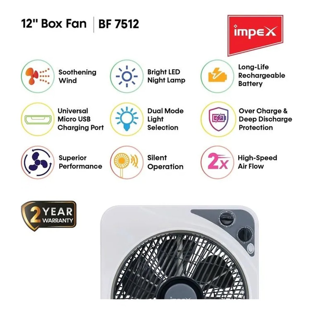Impex Box Fan BF-7512 12inch