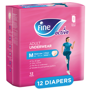 Fine Adult Diaper For Women Size 80-120cm Medium 12 pcs