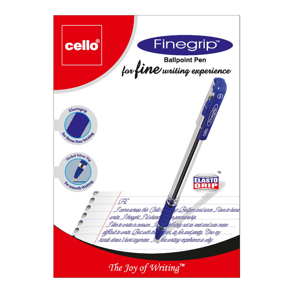 Cello Finegrip Nickel Silver Tip With Low Viscosity Ink Ball Pen Jar, 0.7mm, Pack of 25, Blue, CE-FGRIP7-25JB