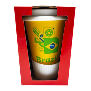 Fifa Bamboo Fibre Cup With Silicone Sleeve & Lid Brazil 13662