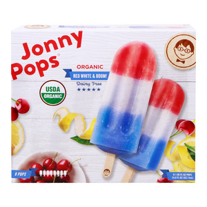 Jonny Pops Organic Red White & Boom Ice Pops 8 pcs