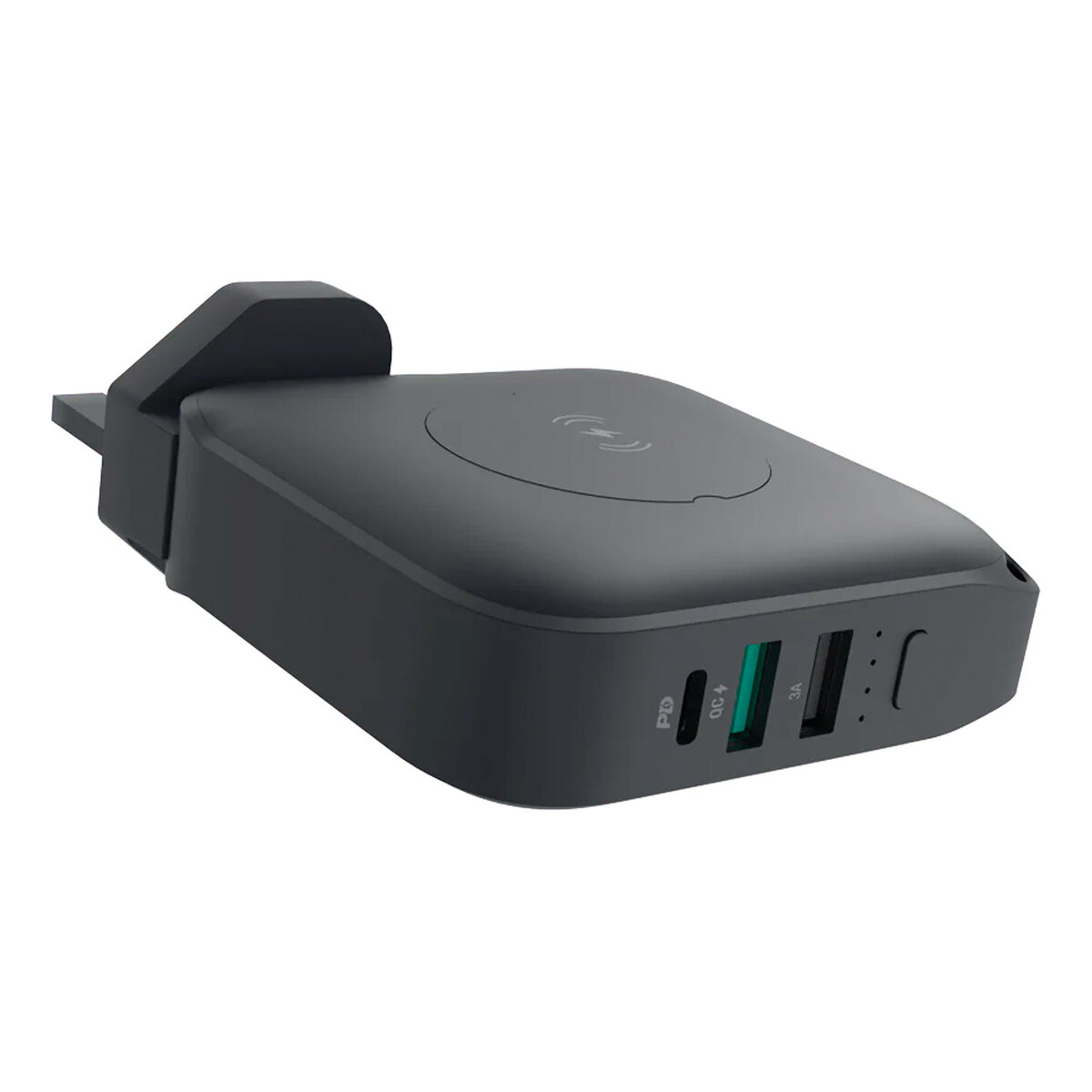 Powerology Wall Charger Powerbank 10000mAh 15W/7.5W Fast-Wireless With Magsafe & 20W PD ,Black